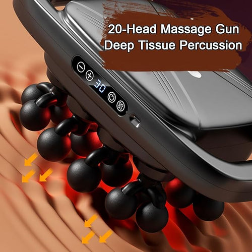 20 Head Deep Tissue Massager with 3 Modes &amp 30 IntensitiesElectric Neck Massager for Muscle RecoveryFascia Blaster for NeckBackShouldersLegsIdeal Gifts for WomenMen(White)