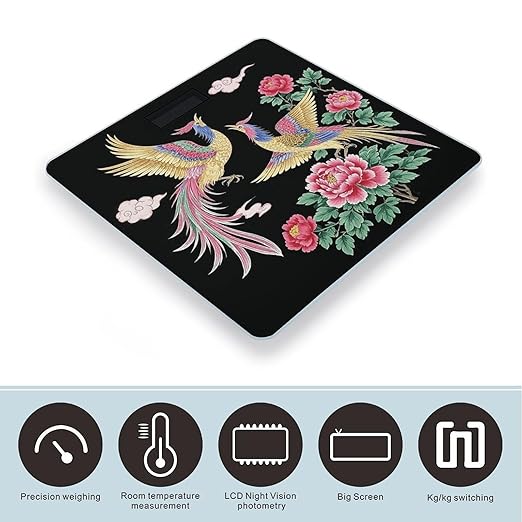 Digital Bathroom Scale for Body Weight Scale with Bright LCD Display High Accuracy Step-On Technology Auto On/Off Two Phoenixes Digital Scales 400 Lbs /180kg