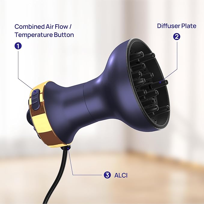 Diffuser Hair Dryer for Curly Hair Hair Dryer Curly Diffuser with Ionic &amp Ceramic Technology 800W Lightweight and Compact Frizz-Free Gift
