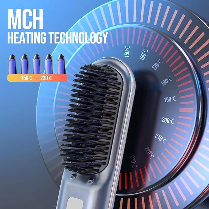 Cordless Hair Straightener Brush-2024PRO Portable Rechargeable Straightening Brush for Travel/Home/Outdoor Mini Ionic Hot Comb Straightener for Women Lightweight On-The-Go Styling