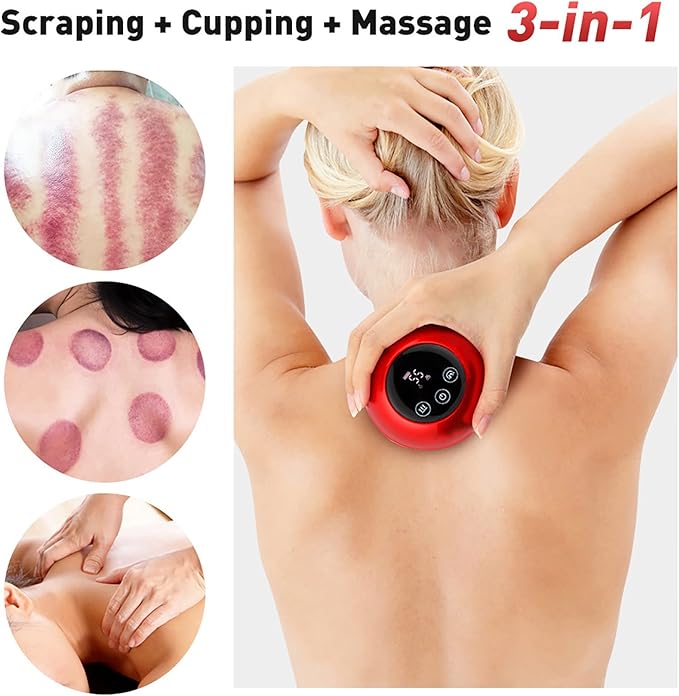 Electric Cupping Therapy Massager Therapy 3 in 1 Cupping Massager Set Back Massager5 Level Cupping and Scraping Massager Tool Electric Scraping Massager