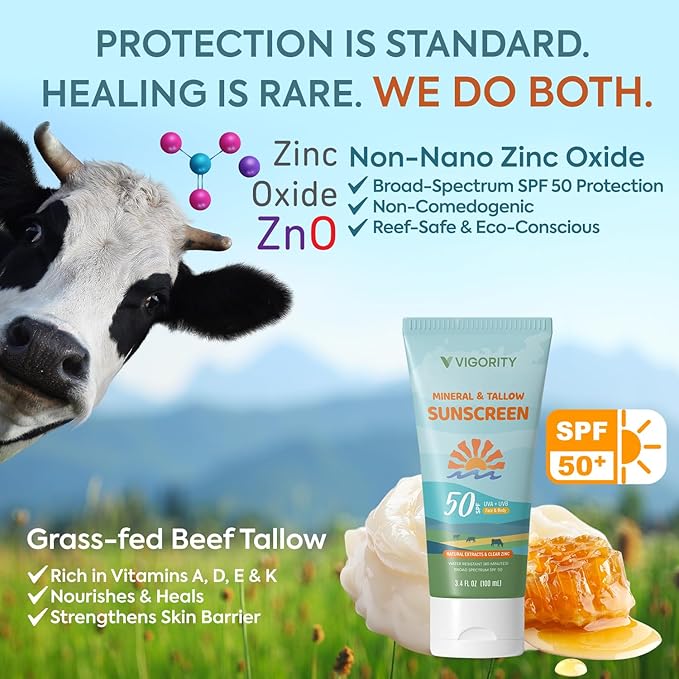 Day-to-Night Care Bundle for Kids: Vigority Tallow Sunscreen &amp Magnesium Sleep Lotion – Sun Protection and Nighttime Relaxation for Babies Toddlers and Kids