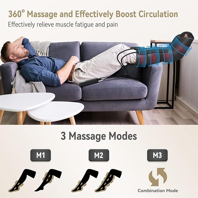 FIT KING Leg Massager with Heat and Compression Therapy Leg Compression Massage for Circulation Swollen Leg RLS Pain &amp Fatigue Relief Foot Calf Massager Boots Recovery Pressure Boots