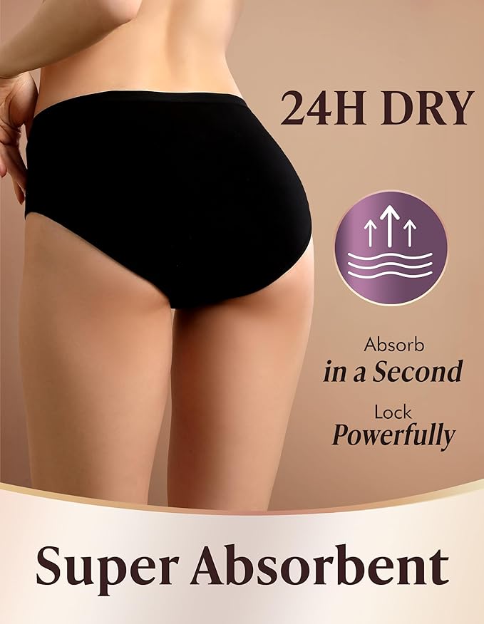 AIRCUTE Washable Adult Urine Incontinence Underwear for Women Leak Proof Absorbent Bladder Protective Panties(Small 3 Pack)