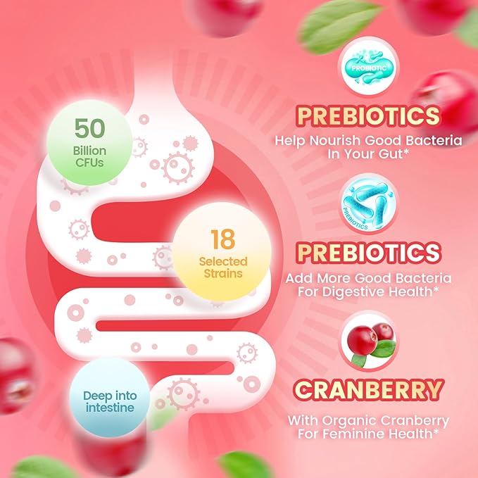 VivoNu Viginal Probiotic for Women Women Probiotic Gummies Feminine Balance Gummies Cranberry Probiotics for Woman Vaginigal Health Yeast Ph Balance| 60 Gummies