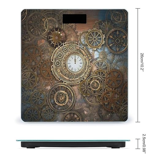 Rusty Steampunk Clock Scale for Body Weight Digital Bathroom Scale Precision Smart Weighing Scales with Clear LED Display Accurate High Precision Scales Weighing Machine