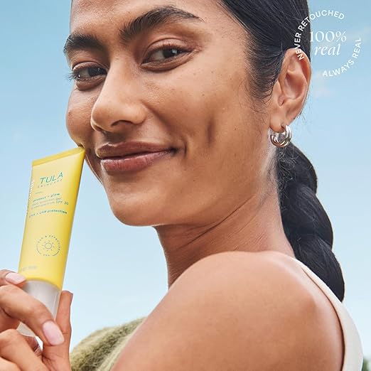 TULA Skincare Protect + Glow Daily Sunscreen SPF 30 for Dullness &amp Sun Protection with Prebiotic Extracts &amp Probiotic Superblend 1.7 FL OZ