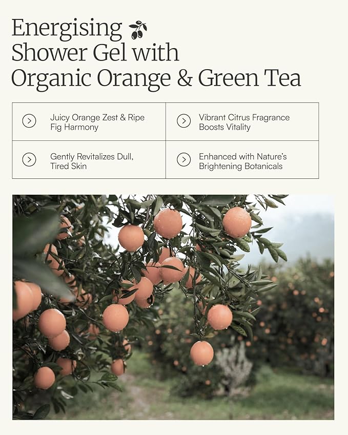 AEOLIS Refreshing Shower Gel with Orange &amp Green Tea – Greek Olive Oil Shower Gel for Men &amp Women – Gentle Body Cleanser – Natural Skincare from Greece – Invigorating Body Care 9.12 Fl Oz