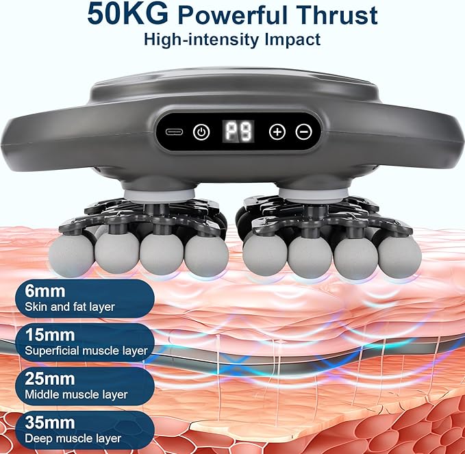 IeBilif Massage Gun 42 Head Foot Back Neck Shoulder Massager with 9 Adjustable Multi-Modes &amp Intensities Fascia Gun for Athletes Birthday Gifts for Men