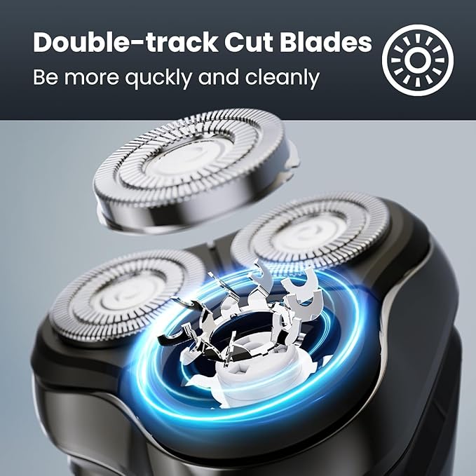 Electric Razor for Men Cordless: Wet/Dry Rotary Shaver Waterproof - USB Fast Charging &amp Sensitive Skin Care - Pop up Trimmer &amp Precision Blades Upgraded B2 Black-Silver