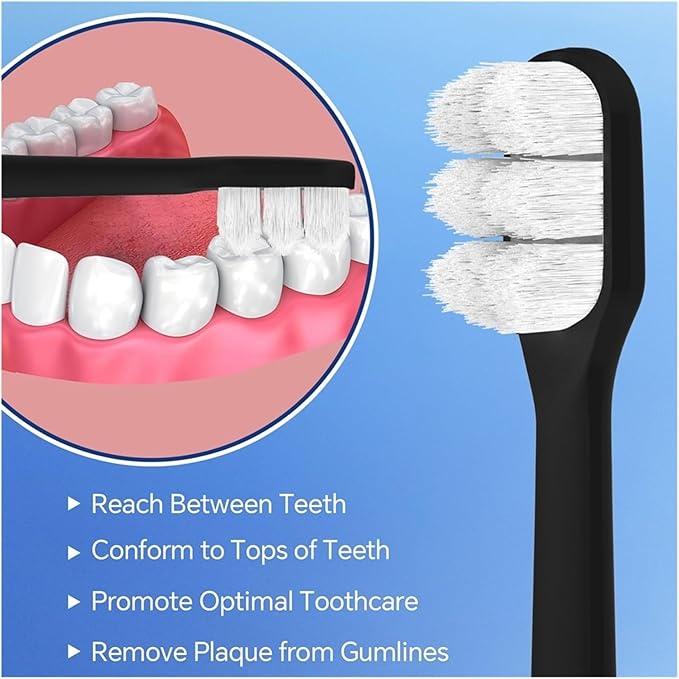 Replacement Brush Heads Compatible for 1100 2100 4100 4300 5100 5300 6100 6500 7000 7300 7500 9000 9300 9500 Electric Toothbrush(Black-4 Pcs)