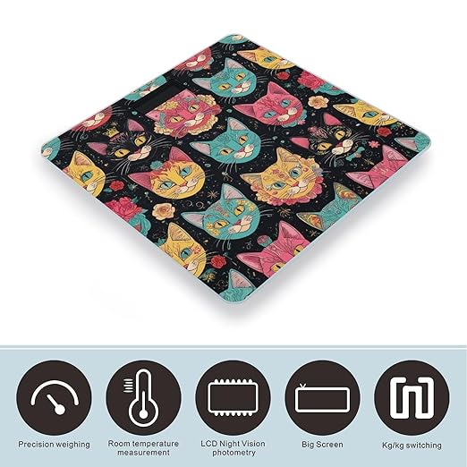 Men's Smart Scale for Body Weight Digital Bathroom Weighing Scale Automatic Switch Energy Saving Scale Day of The Dead Halloween Sugar Cat Skull