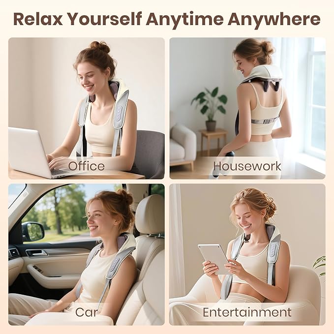 Neck and Shoulder Massager 6D Neck Massager for Pain Relief Deep Tissue Brushless Neck Massager with Heat 10 Mins Auto-Off 2 Modes &amp 3 Speeds Ideal Gift for Friends Family Lover