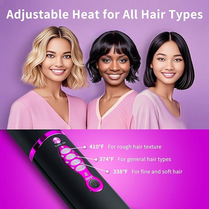 Mini Cordless Flat Iron for Short Hair - Titanium Travel Straightener &amp Curler with USB-C Fast Charging 5000mAh Battery Dual Voltage 3 Adjustable Heat Settings 2-Second Rapid Heating (2026)