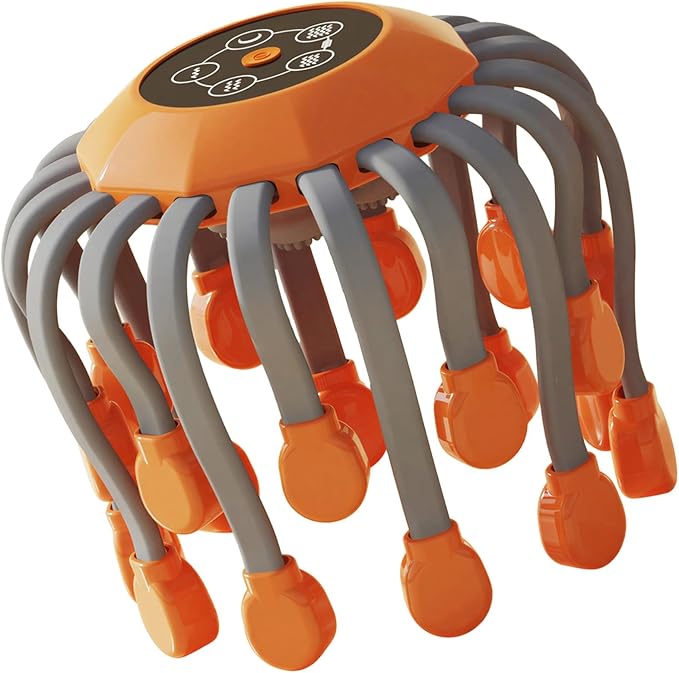 Electric Head Massager 20 Nodes Scalp Tool with Wireless Control 5 Modes 3 Intensities 10 Red Light Hands-Free for Stress Relief Thoughtful Gifts
