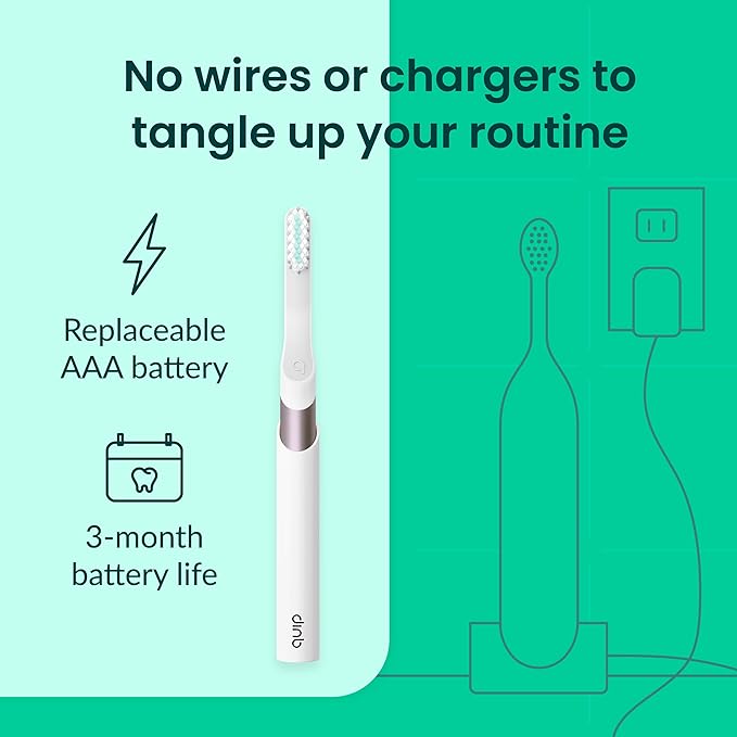 Quip Metal Sonic Electric Toothbrush for Adults - Time Travel &amp Soft Bristles with Travel Case &amp Replacement Brush Head - 3 Month Battery Life Plum