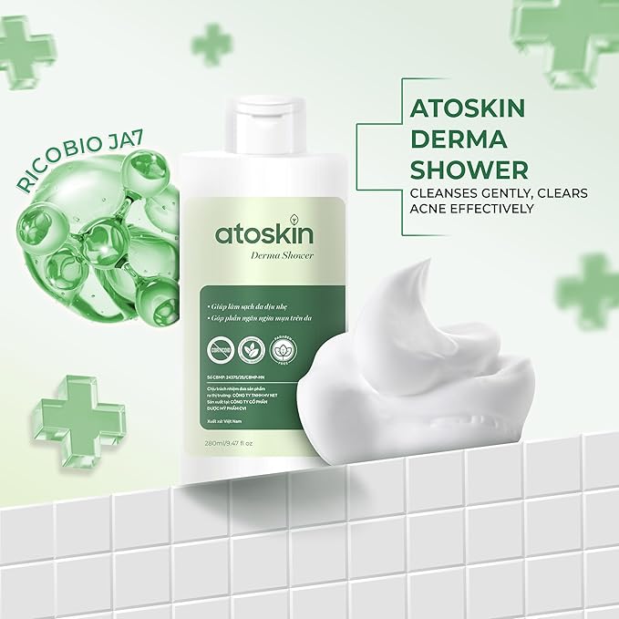 Atoskin Derma Shower (2 Pack) – Herbal Body Cleanser for Oily &amp Acne-Prone Skin with Rosemary &amp 7 Botanical Extracts (18.94 oz)