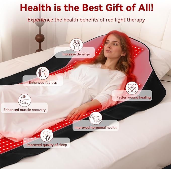 Red Light Therapy Mat for Full Body 74*35 Largest Infrared Red Light Therapy Mat with 1444 LEDs Upgraded Premium TPU Dual Wavelength Infrared Blanket for Back Waist Belly Knee Joint Muscle