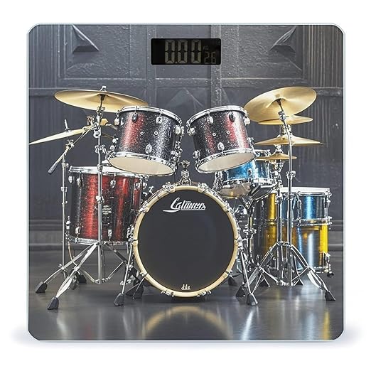 Cool Drum Set Bathroom Scale Automatic Power On/Off Body Scales LCD Backlight Display Square Digital Scale Rounded Corners Bathroom Scales for Home Bedrooms