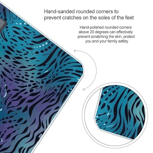 Blue Zebra Print Smart Scale for Body Weight Accurate Bathroom Scale with LED Display Digital Weight Scales Weighing Machine High Precision Scales for Bath Home