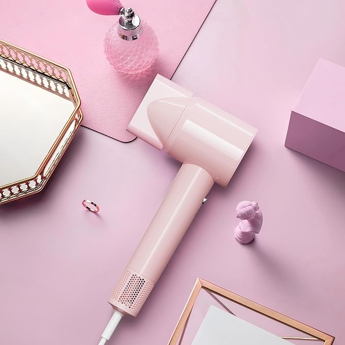 Ionic Hair Dryer 110000 RPM High-Speed BLDC Motor Fast Drying Blow Dryer with Negative Ion Technology 8 Heat &amp Speed Modes for Curly Thick &amp Fine Hair Low Noise Lightweight Baby Pink