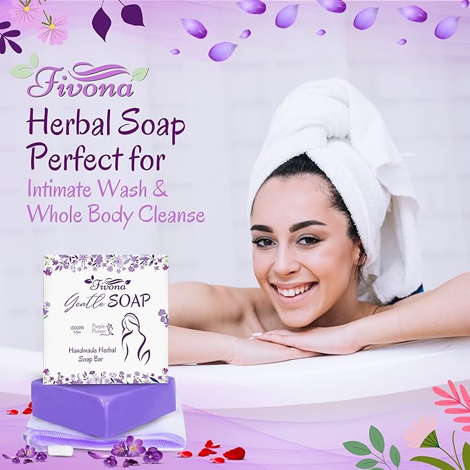 FIVONA Yoni Care Kit 6 in 1 - pH Balanced Natural Yoni Oil Herbal Soap Bar for Feminine Wash Detox V Steam Herbs Blue Moon Foldable Sitz Bath Steam Pot Hand Flusher and Drawstring Storage Bag