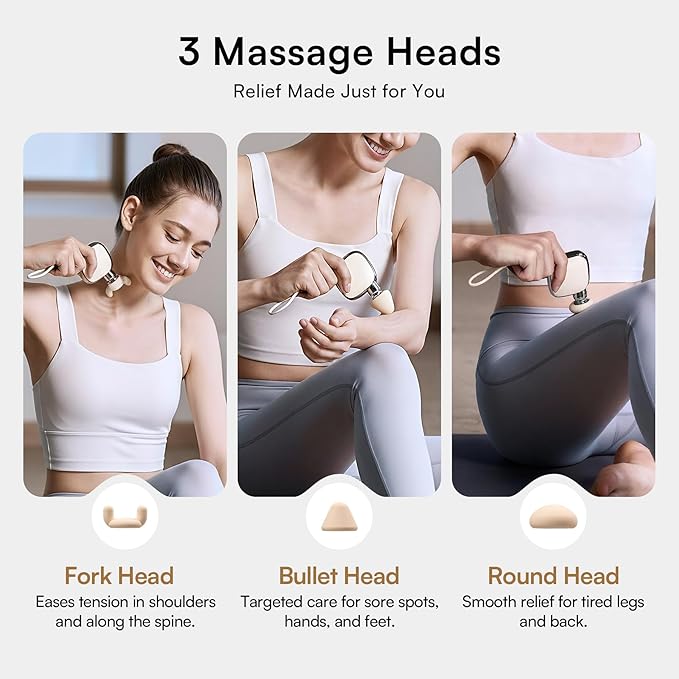 INIA PocketForce Mini Massage Gun - 75% Smaller High-Power Percussion for Full Body Relief Portable Deep Tissue Massager Gun with Leather Case &amp 3 Heads for Travel &amp Office Use Gifts for Me