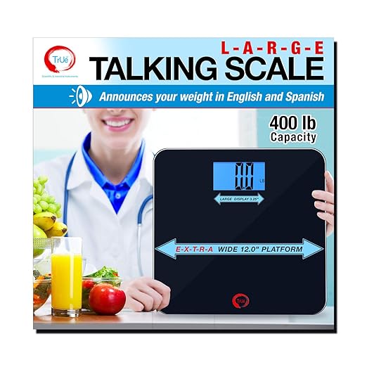 True 42 ECHO-400 Large Talking Bathroom Scale 400lb Capacity- Extra Wide Platform- Large LCD- Precision Digital Scale