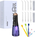 300ml Large Capacity Home Oral Irrigator 9 Modes Water Flosser with 4 Replaceable nozzles for Gum Care/Breath Remover/Dentures/Braces (D0051-Black&ampGold(8Tips))