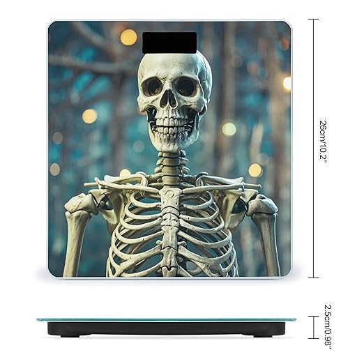 Skeleton Next to Scale for Body Weight Digital Bathroom Scale Toughened Glass High Precision Scales for Body Weight with Large LCD Backlight Display Weight Scales