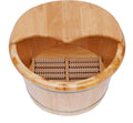 Wooden Foot Bath Barrel Foot Tub with Massager and Lid 9-Inch Deep Basin for Comfort and Relaxation Pedicure Barrel for Foot Bath Soak Massage Spa