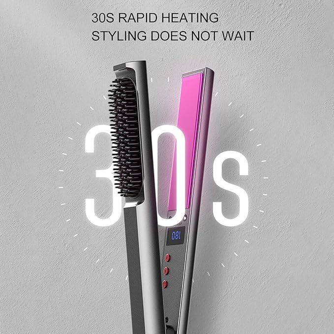 3 in 1 Curling IronProfessional Curling Wand Set with Hair Straightener Brush Hair Straightener Fast Heating for All Hair Types (US)