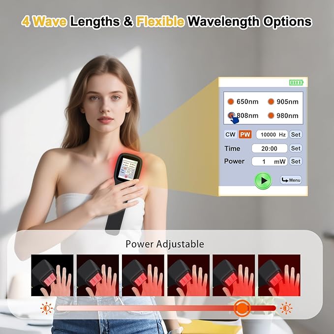 HIAiL Red Light Therapy Device for Body10x650nm 5x808nm 5x905nm 5x980nm Near Infrared Light Therapy for Pain Upgraded Cold Therapy Machine for Knee Back Muscle Relax Pain Relief