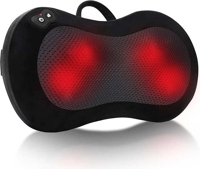 Shiatsu Back Massager for Pain Relief Deep Tissue with Heat Cordless Portable Back and Neck Massager 3D Kneading Lower Back Electric Massage Pillow for Holiday Gifts for Men Women