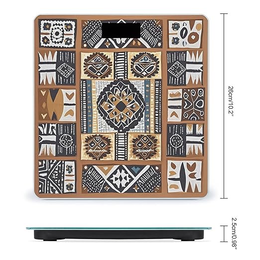 African Mud Cloth Tribal Scale for Body Weight Smart Scales Digital Bathroom Scale High Precision Weighing Scales with Large Display Weighing Machine for People