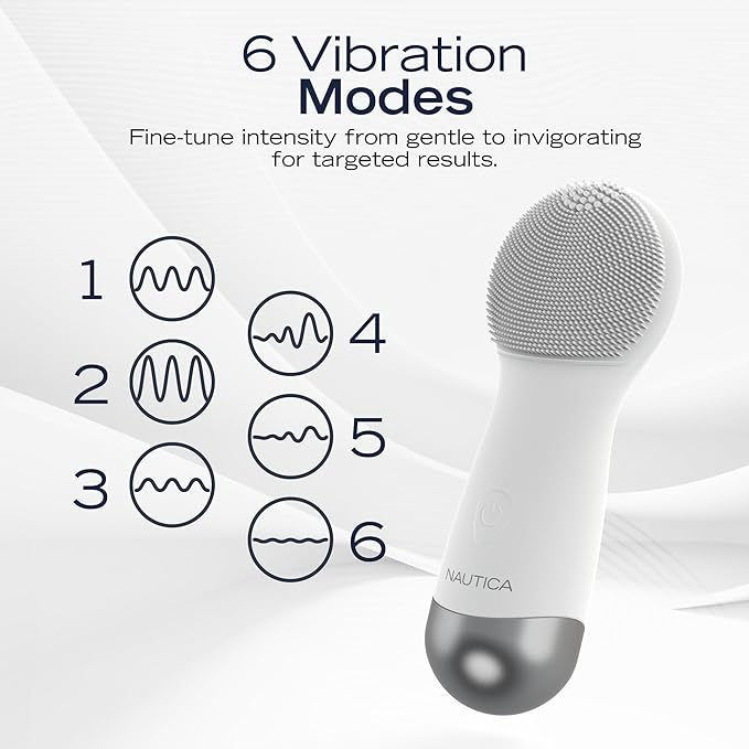 Nautica PC130 Sonic Facial Cleansing Brush Made with Ultra Hygienic Soft Silicone Waterproof and Rechargeable Face Scrub Brush for Men &amp Women - (Milk)
