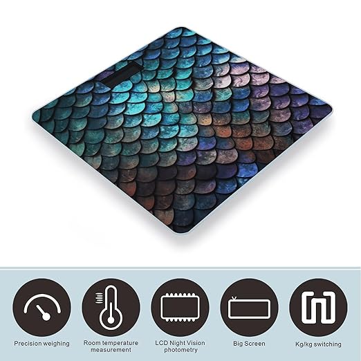 3D Magical Dragon Scales Pattern Bathroom Scale Weight Scale for Body WeightHighly Accurate Digital Weighing Machine Clear LED Display Digital Bathroom Body Scale 400lb/182kg