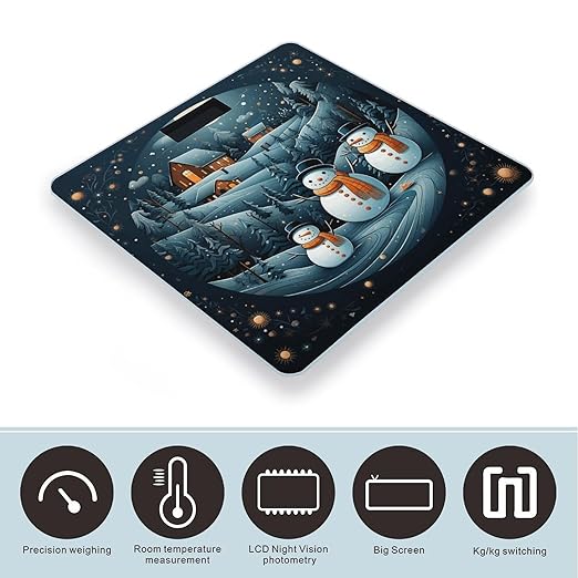 Christmas Santa Penguin Digital Bathroom Scale for Body Weight Weighing Scale with Backlit LCD Display High Precision Measurements &amp Measures Weight Up to 180kg