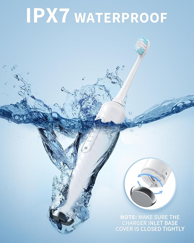 Electric Toothbrush with Water Flosser 4 in 1 Cordless Toothbrush and Water Flosser Combo for Multiple Users and Needs Flossing Toothbrush Portable for Travel and Home White