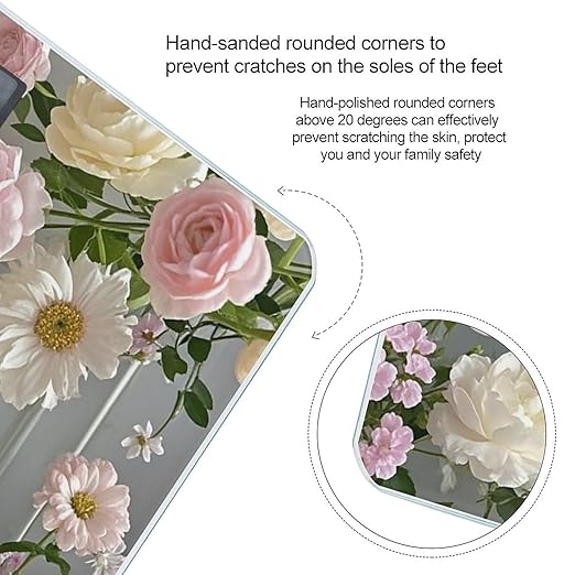 Shabby Chic Flowers Scale for Body Weight Digital Bathroom Scale Toughened Glass High Precision Scales for Body Weight with Large LCD Backlight Display Weight Scales