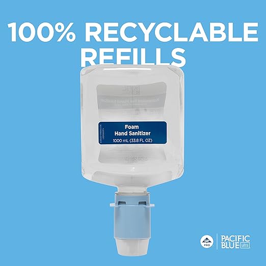 Georgia-Pacific (43337 Pacific Blue Ultra Foam Hand Sanitizer Refill for Pacific Blue Ultra Automated Touchless Dispenser Dye and Fragrance-Free 33.8 FL OZ 3 Refills Per Case