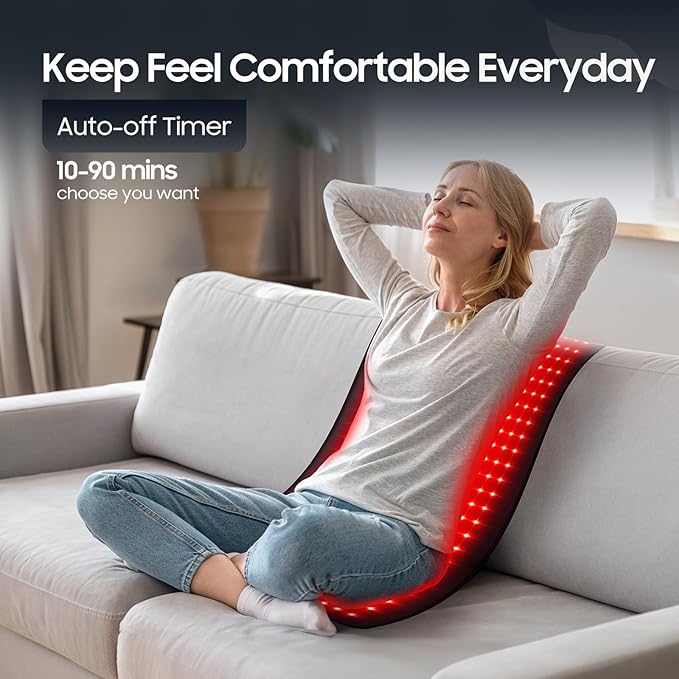 LITDUCK Body Red Light Therapy Mat Eligible Red Light Therapy Blanket 2in1 LEDs(660nm&amp 850nm) Premium Leather Adjustable Timer &amp Intensity 36.3*15.8