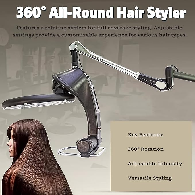 3-in-1 Salon Hair Dryer with LCD Display - 950W/1200W Wall Mountable Hooded Dryer with Adjustable Timer &amp Temperature Control for Hair Coloring Processing and Styling Treatment Gray Floor-Standin
