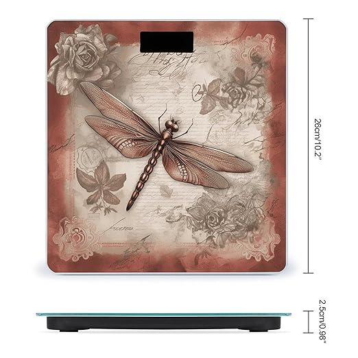 Dragonfly Bee Scale for Body Weight Anti-Slip Tempered Glass Digital Bathroom Scales Clear LCD Display Weighing Scale Safe Rounded Corners Smart Scales