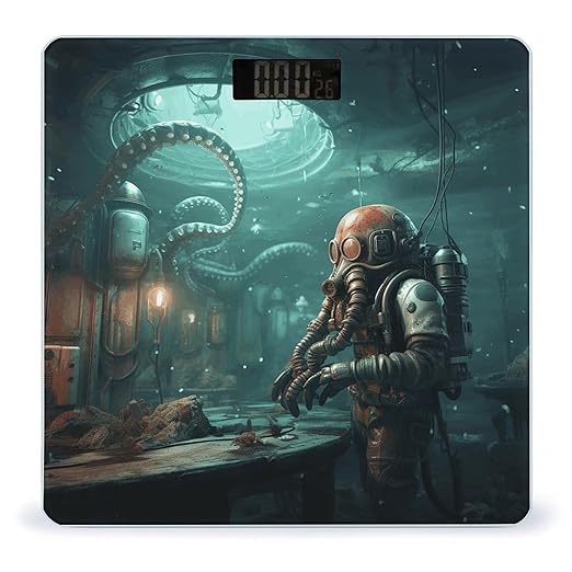 Cool Octopus Diver Digital Bathroom Scale for Body Weight Weighing Scale with Backlit LCD Display High Precision Measurements &amp Measures Weight Up to 180kg