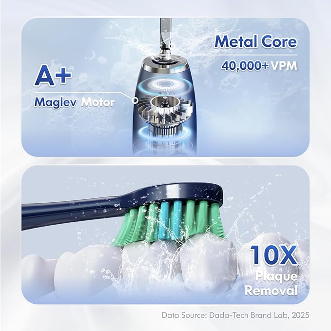 Electric Toothbrush for Adults Kids Electric Toothbrush Rechargeable Sonic Toothbrush Ultrasonic Toothbrush with Travel Case Holder &amp 7 Brush Heads 6 Modes &amp 3 Intensities 2-Minute Timer (B