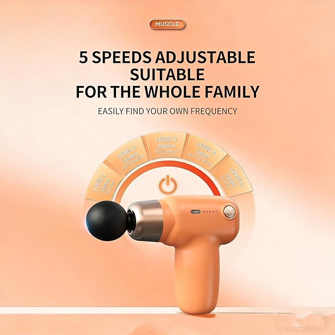 New mini Massage Gun high-Intensity deep Tissue Percussion Massager Suitable for Back Neck and Body Pain Electric Massager with 4 Massage Heads Pain Relief Gift for Men and Women. (Purple)