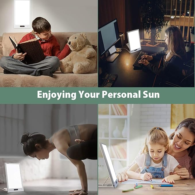 Light Therapy Lamp UV-Free 12000 Lux with Sunrise Sunset Simulation Wake-up Light with 40 Level Adjustable Brightness 5 Timer Function Full Spectrum LED Sunlight for Home Office