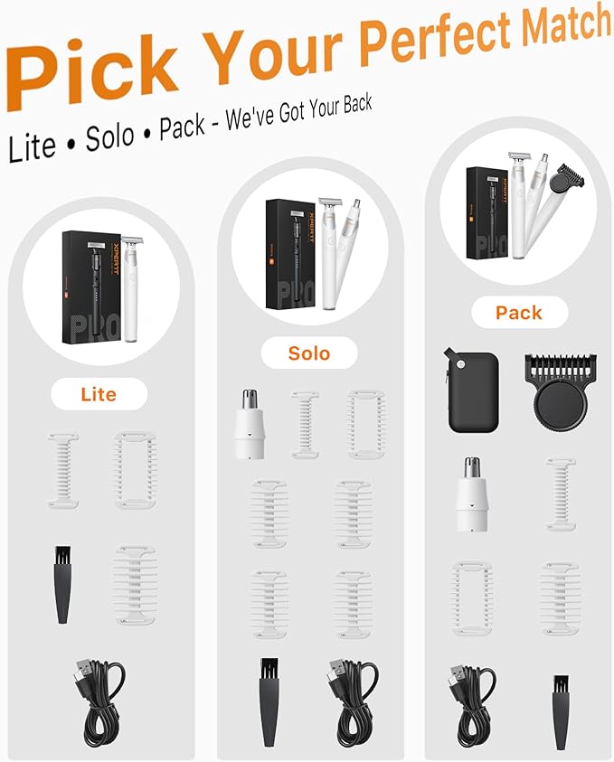 New Electric Beard &amp Nose Hair Trimmer Kit - Painless Razor with 12 in 1 Rotating Comb Magnetic Nose Hair Head Waterproof Wet/Dry Groin/Ball Shaver for Men USB-C Fast ChargingWhite(Pack)