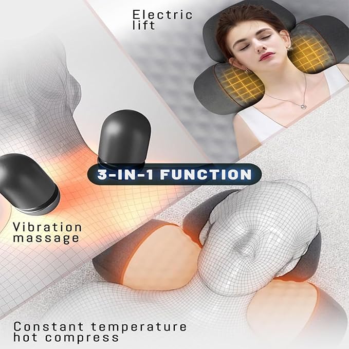 Neck Massager Ergonomic Pillow Massage Neck Hump 3-in-1 Neck Massagers Neck Massagers Cordless with Heat Ideal Gift for Family (Dark Gray)